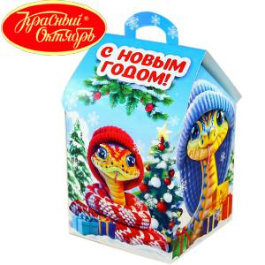 Сладкий подарок на Новый Год в картонной упаковке весом 600 грамм по цене 654 руб в Сельцо